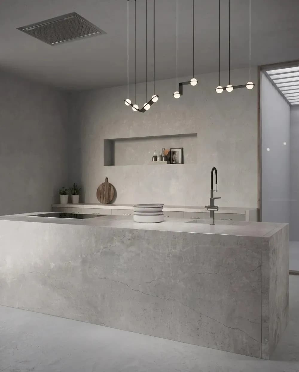 Cocina renovada en microcemento